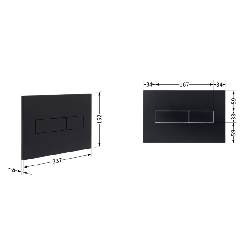 Клавіша змиву Qtap Standard 152x236x28 мм, Matt Black, лінійна QTSTD164BLM49473 SD00055597