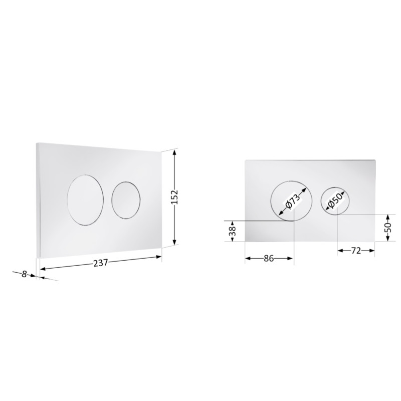 Клавіша змиву Qtap Standard 152x236x28 мм, Chrome, кругла QTSTD164CRM49469 SD00055593