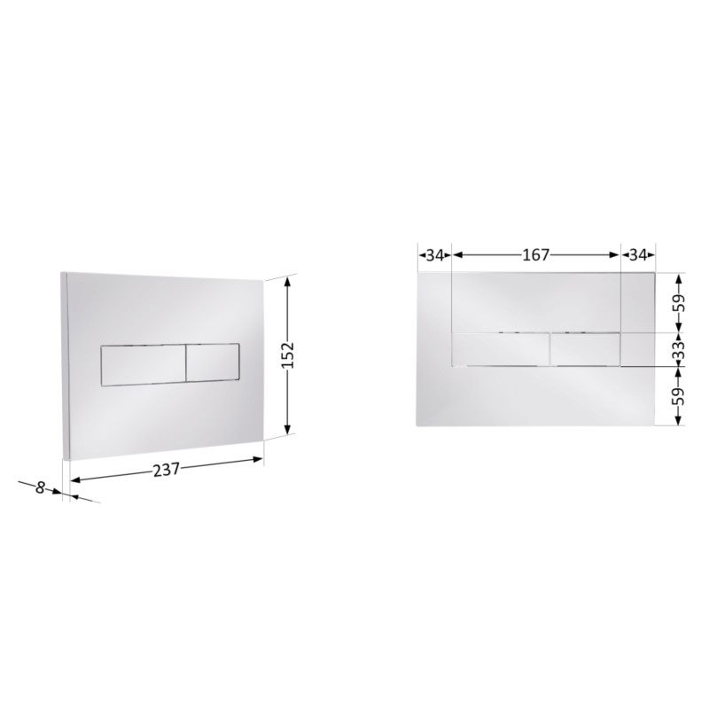 Клавіша змиву Qtap Standard 152x236x28 мм, Chrome, лінійна QTSTD164CRM49472 SD00055596