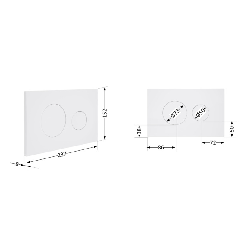 Клавіша змиву Qtap Standard 152x236x28 мм, White, кругла QTSTD164W49468 SD00055592