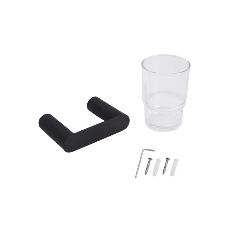 Qtap Склянка з тримачем Scorpio настінна QTSTK6102103B Black (Sklenka)