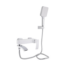 Qtap Змішувач для ванни Swan Cascada з поворотним виливом (з душовим гарнітуром) QTSWA260CRW45569 Chrome/White