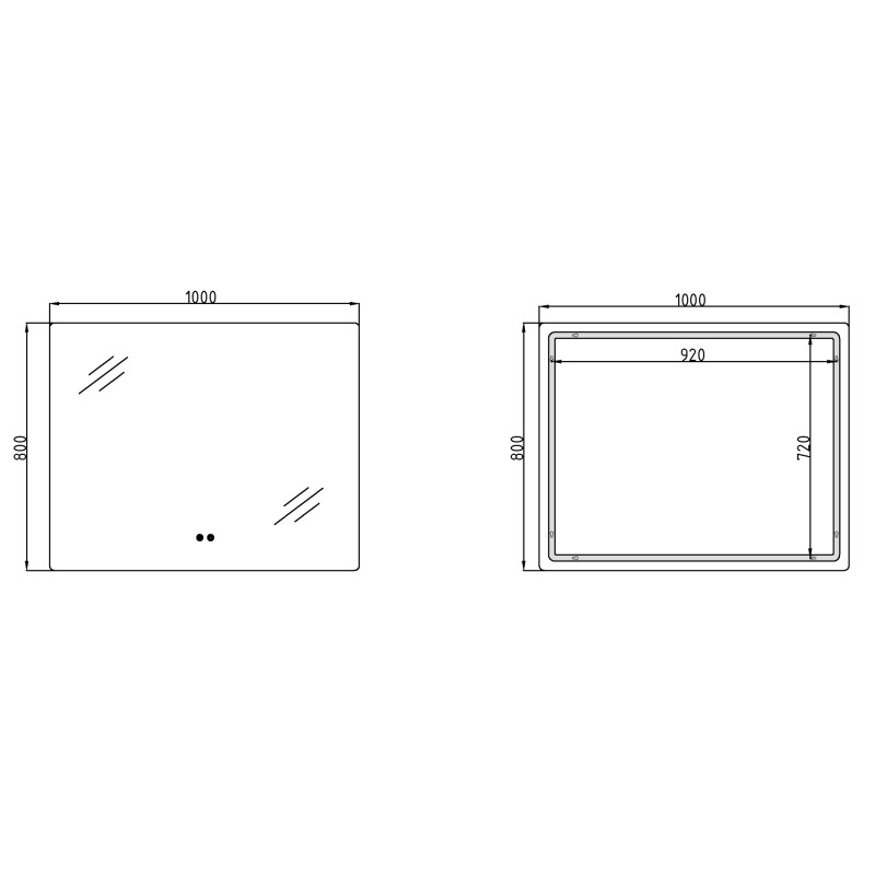 Дзеркало Qtap Taurus (TA2) 1000×800 мм з LED-підсвічуванням Touch, з антизапотіванням, з димером, рег. темп. кольору (3000-6500K) QTTAU100080048957 SD00055081