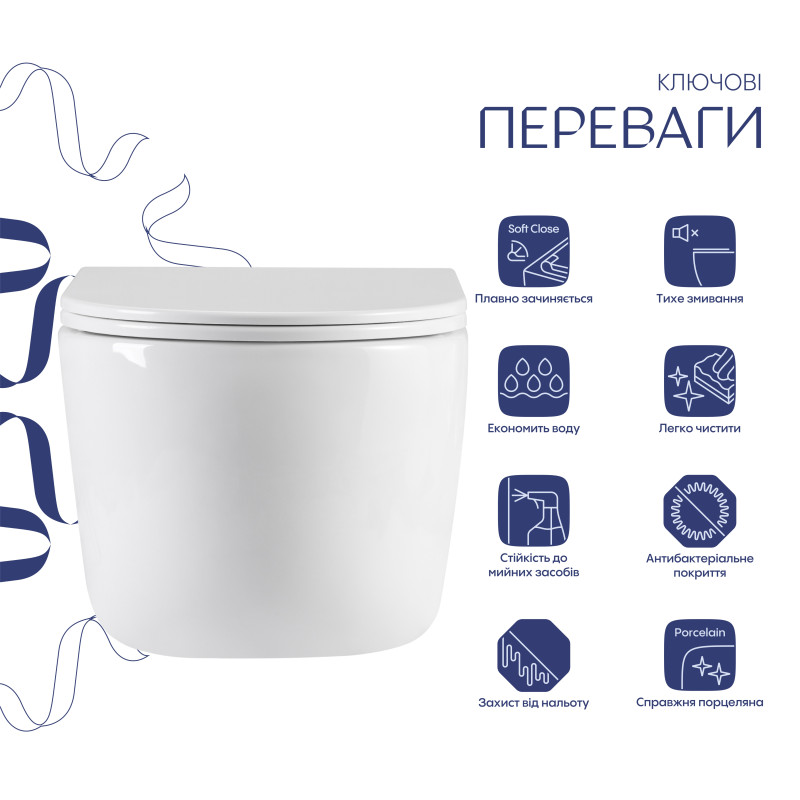 Унітаз підвісний Qtap Taurus Ultra Quiet 515×360×350 мм, White, з сидінням Slim Duroplast / Soft-close / Quick Release QTTAU26W49116 SD00055240