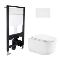 Готове рішення Qtap для ванної кімнати: підвісний унітаз Taurus Ultra Quiet 515x360x350 + комплект інсталяції Standard (лінійна клавіша White) SD00057779