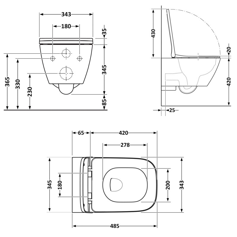 Унітаз підвісний Qtap Gemini Ultra Quiet 485×340×350 мм, White, з сидінням Slim Duroplast / Soft-close / Quick Release QTTAU26W49119 SD00055243