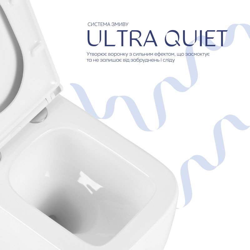 Унітаз підвісний Qtap Gemini Ultra Quiet 485×340×350 мм, White, з сидінням Slim Duroplast / Soft-close / Quick Release QTTAU26W49119 SD00055243