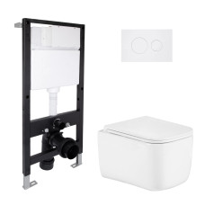 Готове рішення Qtap для ванної кімнати: підвісний унітаз Gemini Ultra Quiet 485x340x350 + комплект інсталяції Standard (кругла клавіша White) SD00057782