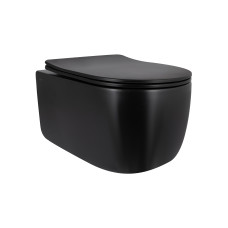 Унітаз підвісний Qtap Taurus Ultra Quiet 515×360×350 мм, Matt Black, з сидінням Slim Duroplast / Soft-close / Quick Release QTTAU28BLM50504 SD00056628