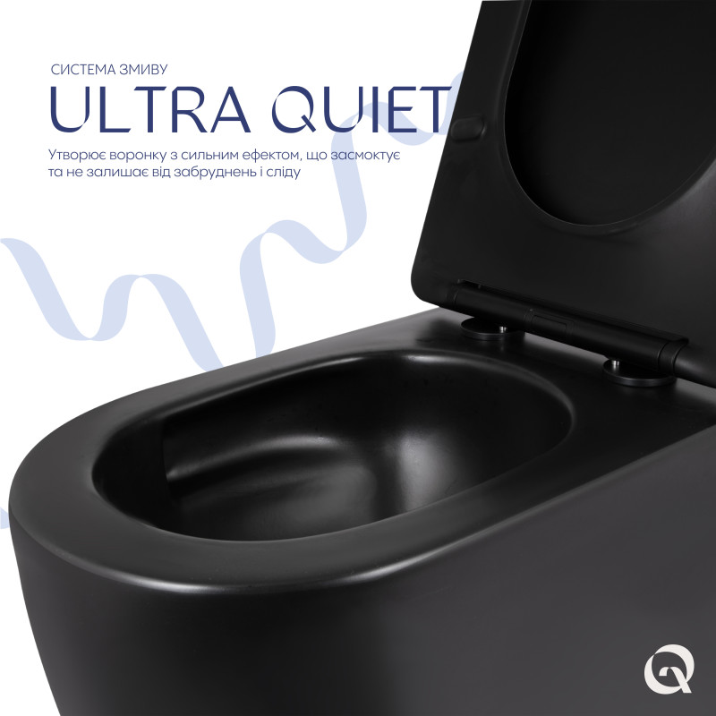 Унітаз підвісний Qtap Taurus Ultra Quiet 515×360×350 мм, Matt Black, з сидінням Slim Duroplast / Soft-close / Quick Release QTTAU28BLM50504 SD00056628