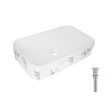 Раковина накладна Qtap Tern Раковина накладна 610x350x135 мм, Marble, прямокутна, з донним клапаном QTTER188MR49791 SD00055915