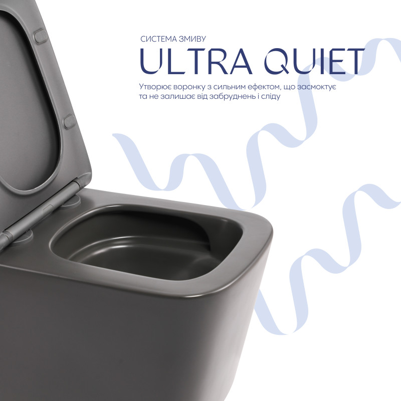 Унітаз підвісний Qtap Tern Ultra Quiet 520×345×325 мм, Anthracite, з сидінням Slim Duroplast / Soft-close / Quick Release QTTER26AN48999 SD00055123