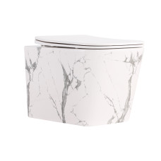 Унітаз підвісний Qtap Tern Ultra Quiet 520×345×325 мм, Marble, з сидінням Slim Duroplast / Soft-close / Quick Release QTTER26MR49002 SD00055126