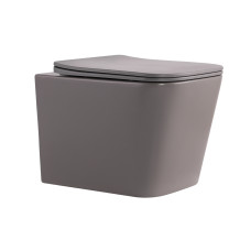 Унітаз підвісний Qtap Tern Ultra Quiet 520×345×325 мм, Stone grey, з сидінням Slim Duroplast / Soft-close / Quick Release QTTER26SG49000 SD00055124