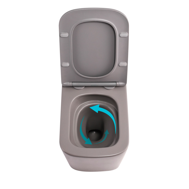Унітаз підвісний Qtap Tern Ultra Quiet 520×345×325 мм, Stone grey, з сидінням Slim Duroplast / Soft-close / Quick Release QTTER26SG49000 SD00055124