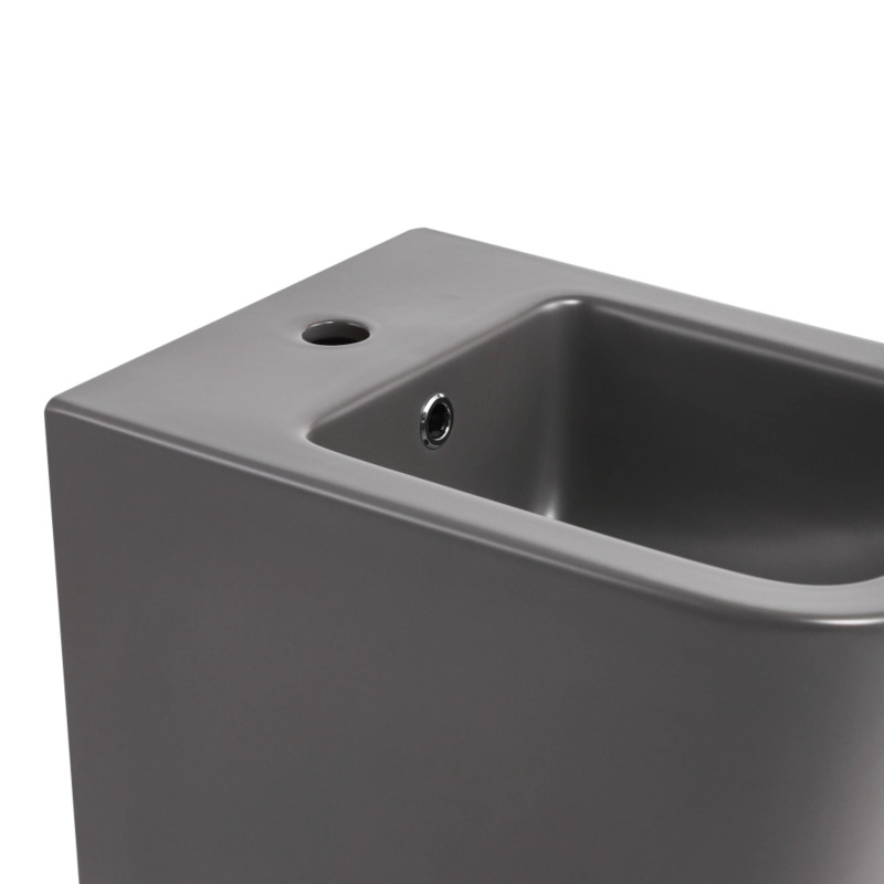 Комплект Qtap Tern Anthracite 3 в 1: підвісний унітаз Ultra Quiet + біде підвісне + раковина накладна QTROBAN49157 SD00055285