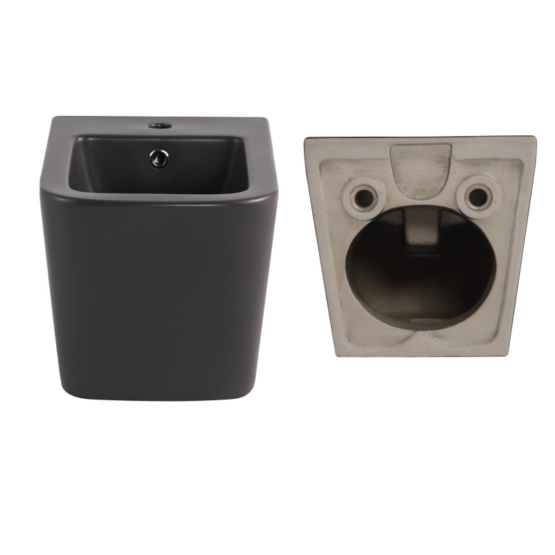 Комплект Qtap Tern Anthracite 3 в 1: підвісний унітаз Ultra Quiet + біде підвісне + раковина накладна QTROBAN49157 SD00055285