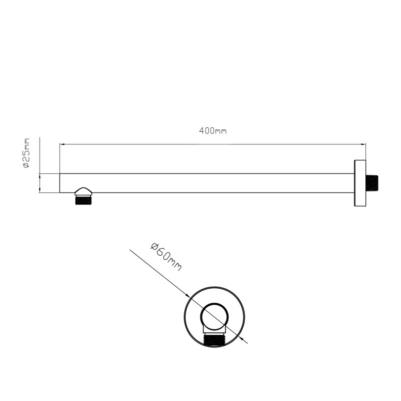 Qtap Кронштейн для верхнього душу Trubice 400 мм округлий QTTRU120BLM45927 Black Matt
