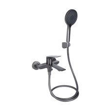 Qtap Змішувач для ванни Vlasta New (з душовим гарнітуром) QTVLA259GMB45643 Gunmetal Black PVD