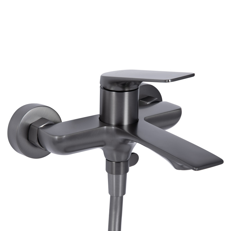 Qtap Змішувач для ванни Vlasta New (з душовим гарнітуром) QTVLA259GMB45643 Gunmetal Black PVD