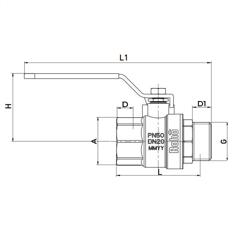Кран кульовий Roho R201-100B - 1