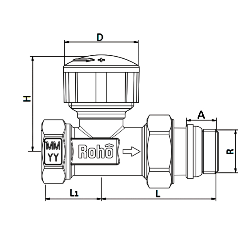 Кран радіаторний термостатичний Roho R5160-050 - 1/2