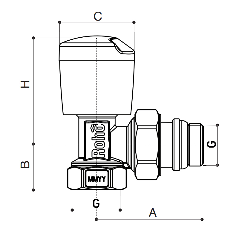 Кран радіаторний Roho R5550-050 - 1/2