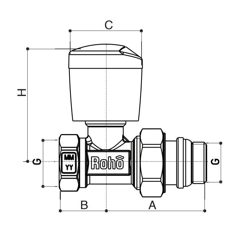 Кран радіаторний Roho R5560-050 - 1/2