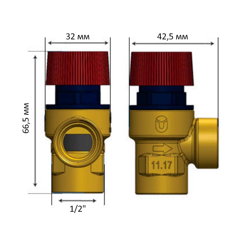 Клапан запобіжний Roho R2000-060 - 1/2