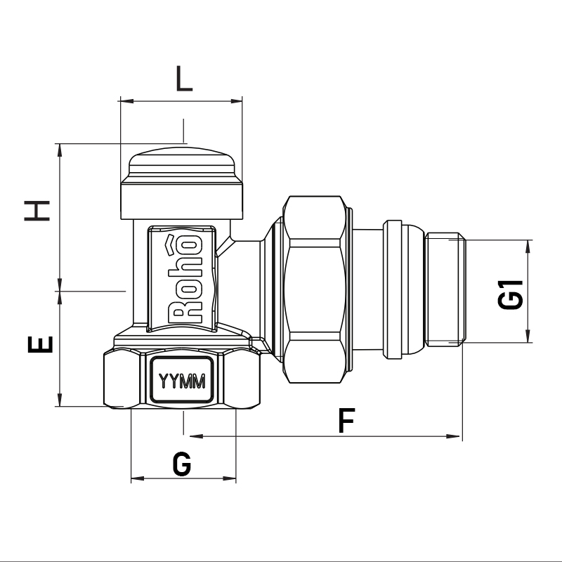 Кран радіаторний Roho R5251-050 - 1/2