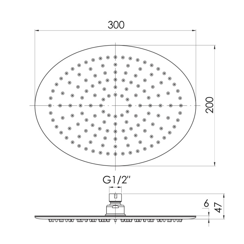 IMPRESE Душ верхній 300х225 мм, сталь, (S300225SS6)