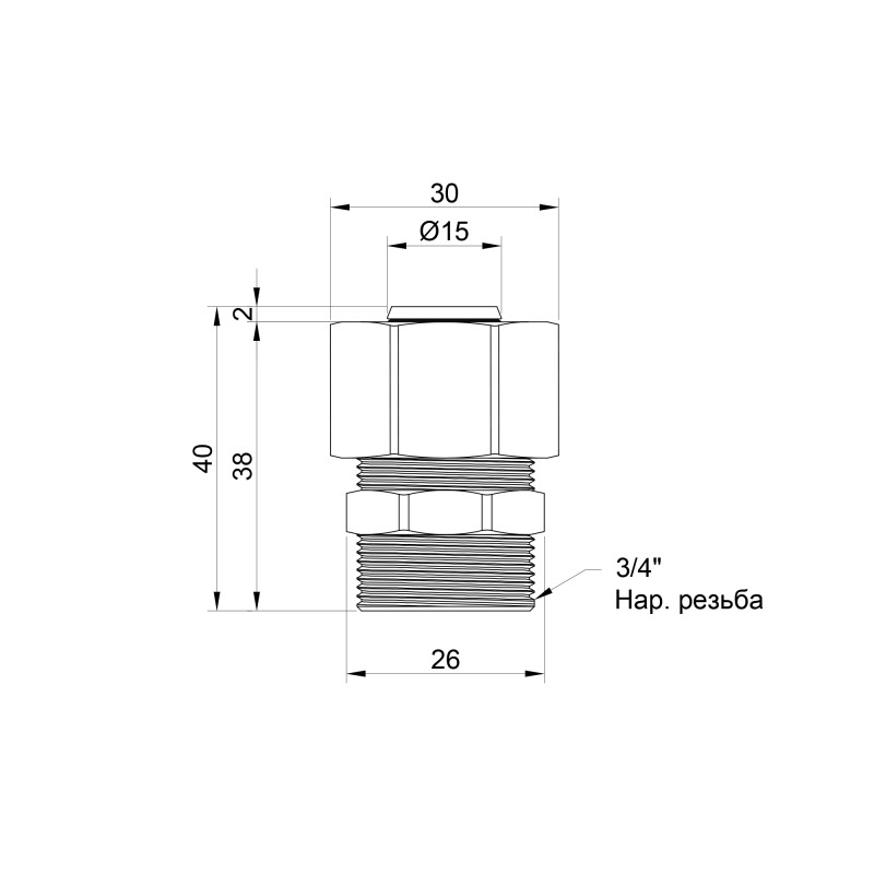 SD Plus Перехідник обтискний 20х3/4