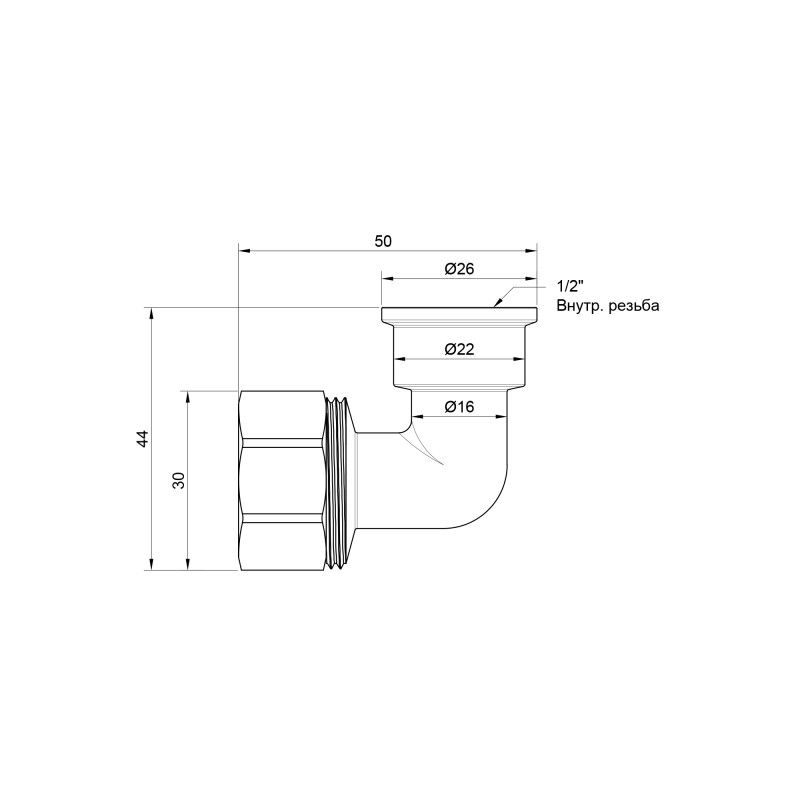 SD Plus Кут обтискний 20х1/2