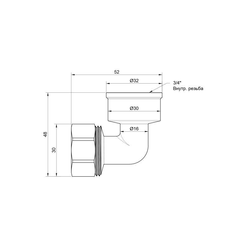 SD Plus Кут обтискний 20х3/4