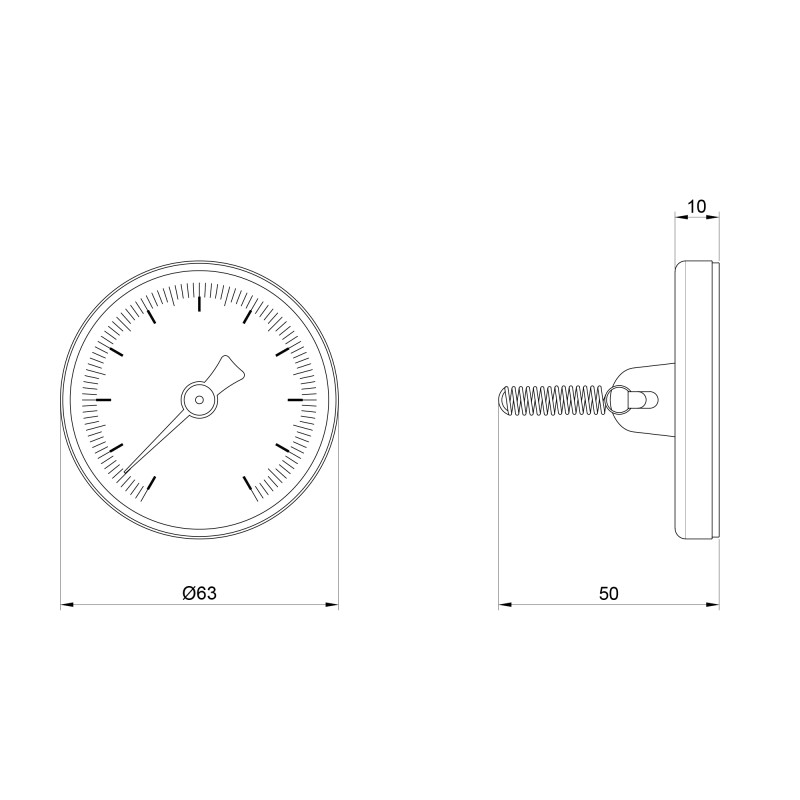 SD Plus Термометр 120ºC 63 мм накладний SD175