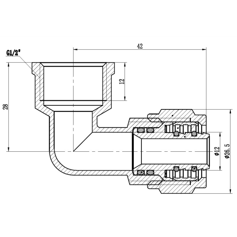 SD Forte Кут обтискний 16х1/2