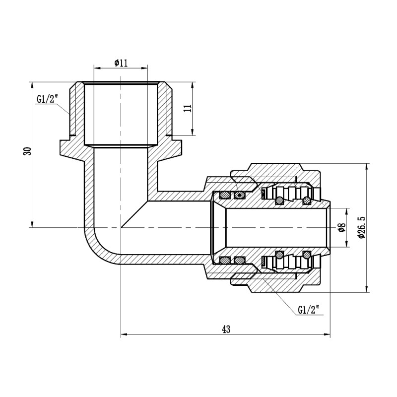 SD Forte Кут обтискний 16х1/2