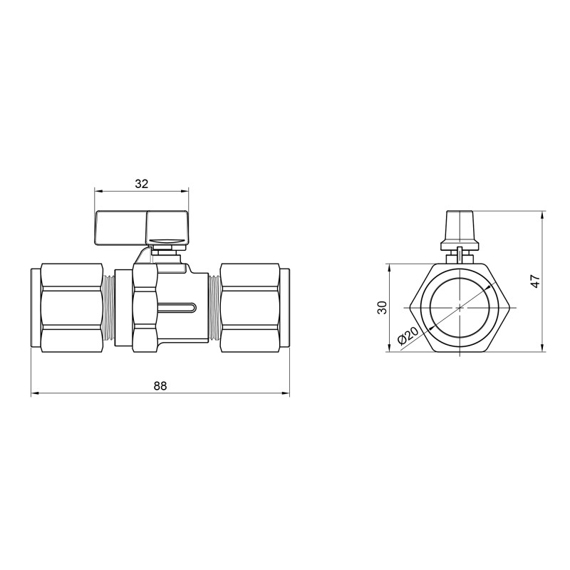 SD Forte Кран кульовий обтискний 20 SF263W20