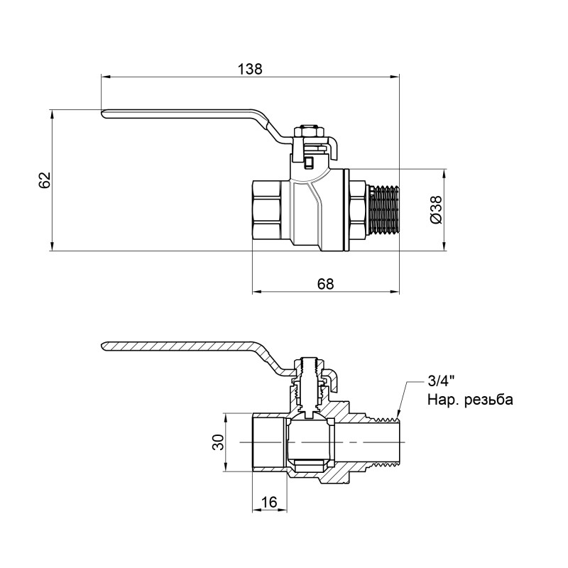 SD Forte Кран кульовий 3/4