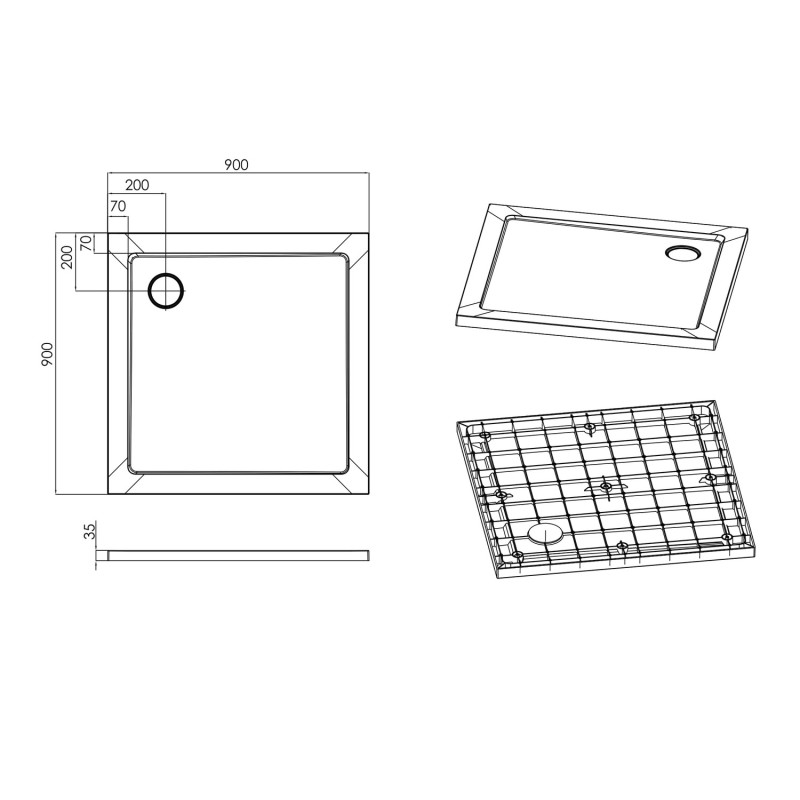 ShowerPad піддон квадратний 90*90*3,5см