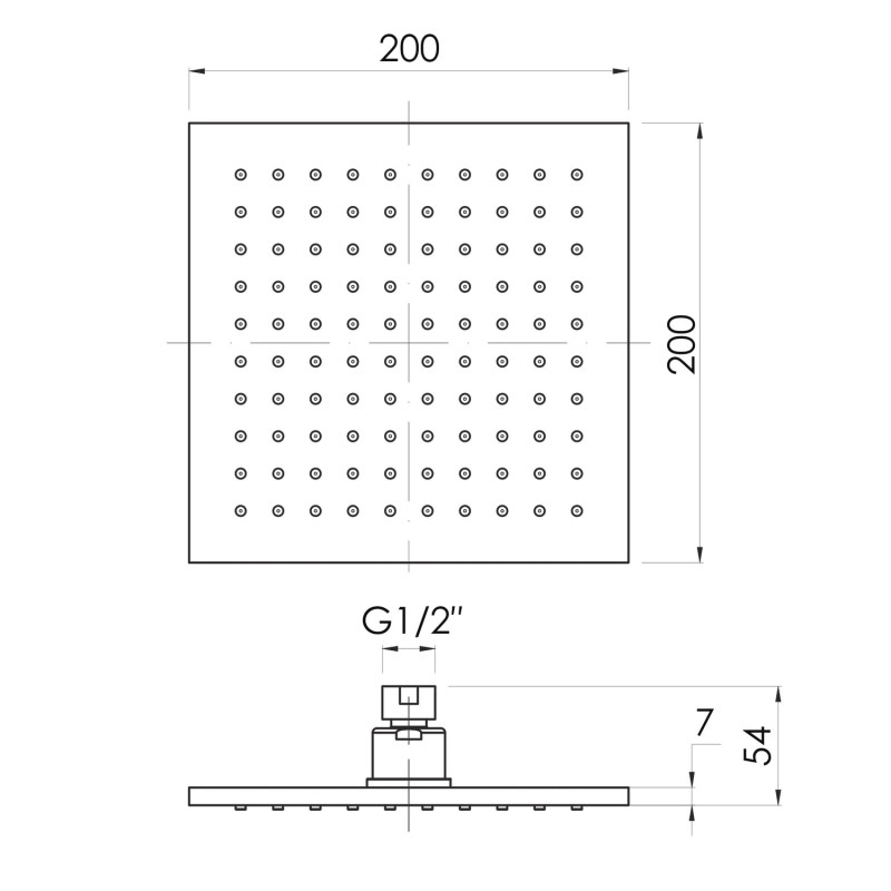 IMPRESE Душ верхнiй200х200мм , латунь, (SQ200B)