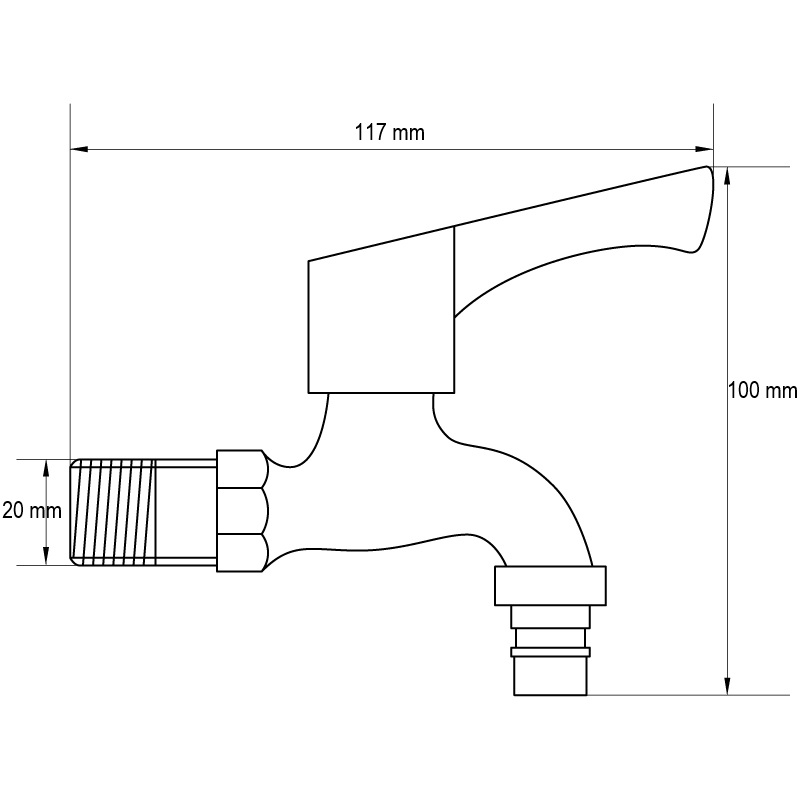 Кран для холодної води 1/2 Mixxus BIB-02 (нерж. сталь) (SS0051)