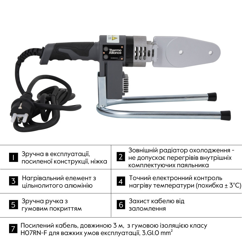 Паяльник для пластикових труб Thermo Alliance STD-101 Ø20-32 (автоматичний 600W) SD00052958