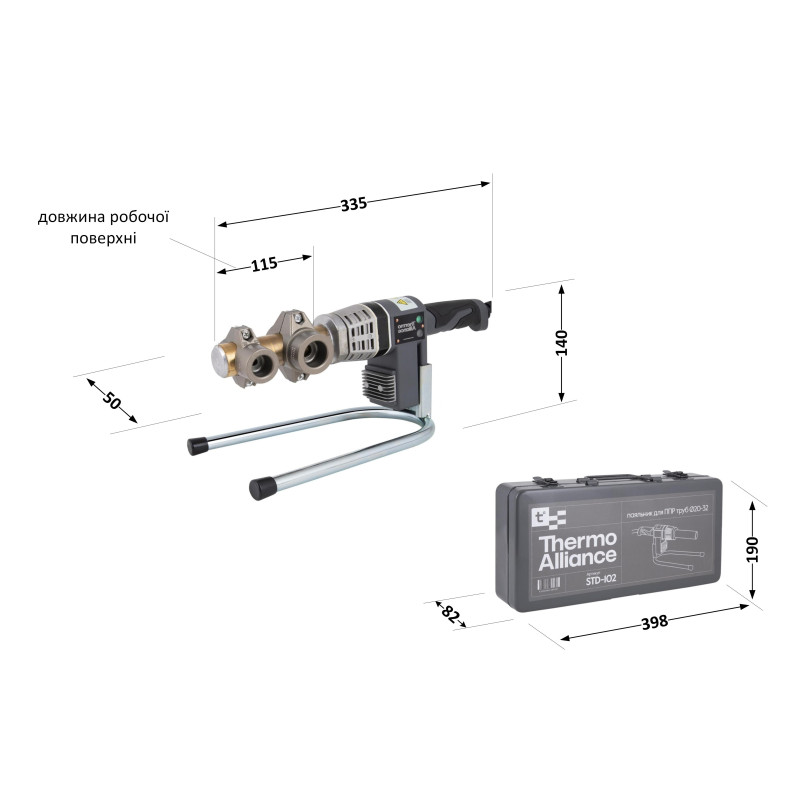 Паяльник для пластикових труб Thermo Alliance STD-102 Ø20-32 (автоматичний 700W) SD00052959