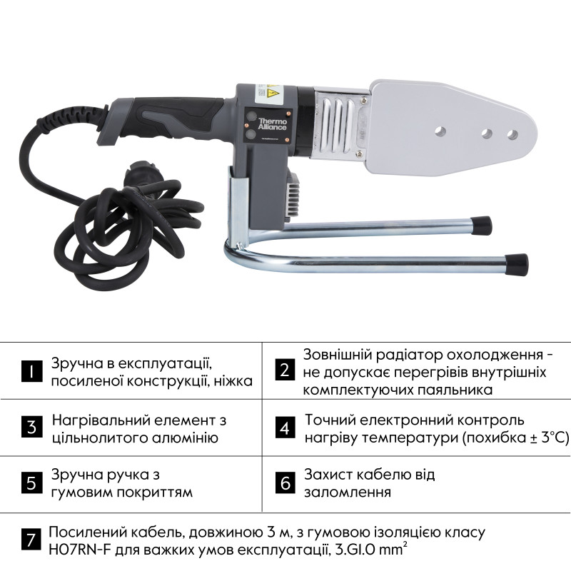 Паяльник для пластикових труб Thermo Alliance STD-103 Ø20-63 (автоматичний 800W) SD00052960