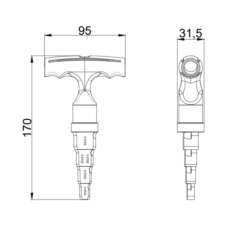 Калібратор з тріскачкою Thermo Alliance для м/п труб d16-32 STD-404 SD00054389