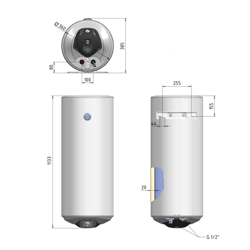Водонагрівач електричний Thermo Alliance Spectra slim 80 л вертикальний, сухі ТЕНи 2,0 кВт, d 360 мм SD00056735