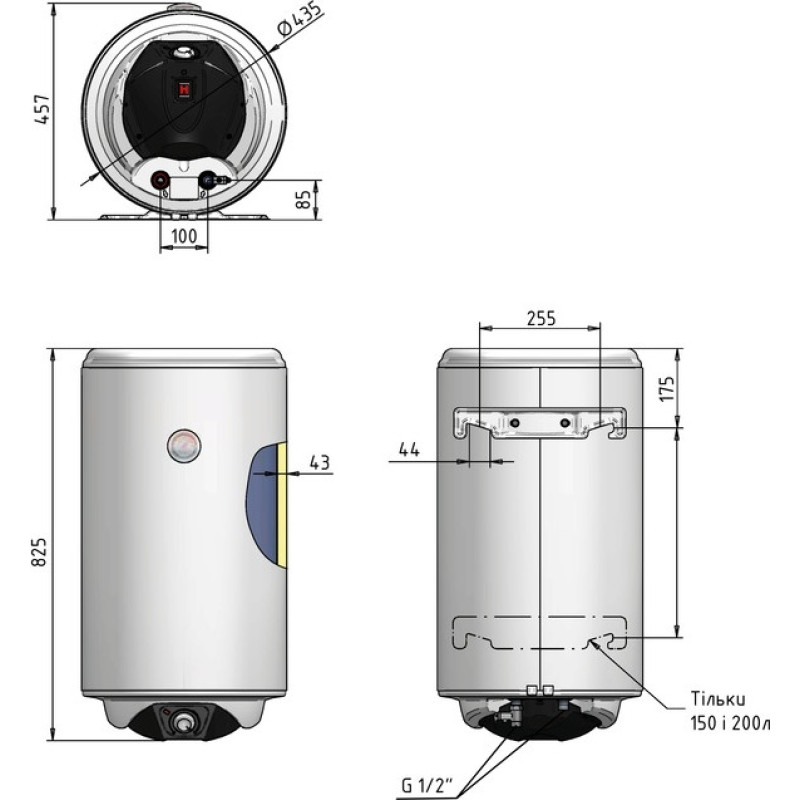 Водонагрівач електричний Thermo Alliance Spectra 80 л вертикальний, мокрий ТЕН 2,0 кВт, d 435 мм SD00056725