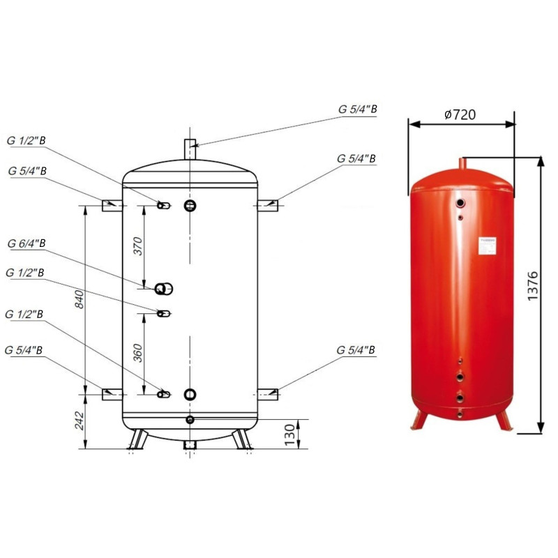 Теплоакумулятор Thermo Alliance TA-ТАМ-00 300 без ізоляції SD00047696