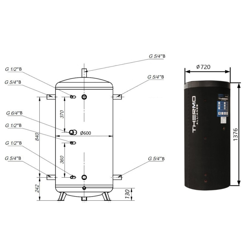 Теплоаккумулятор Thermo Alliance TA-ТАМ-00 350 с изоляцией 60 мм SD00047692